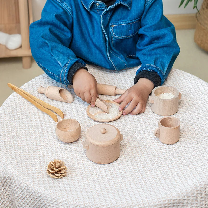 Holz-Spielküchen-Set mit 8 Teilen für Rollenspiele -    Zorenza