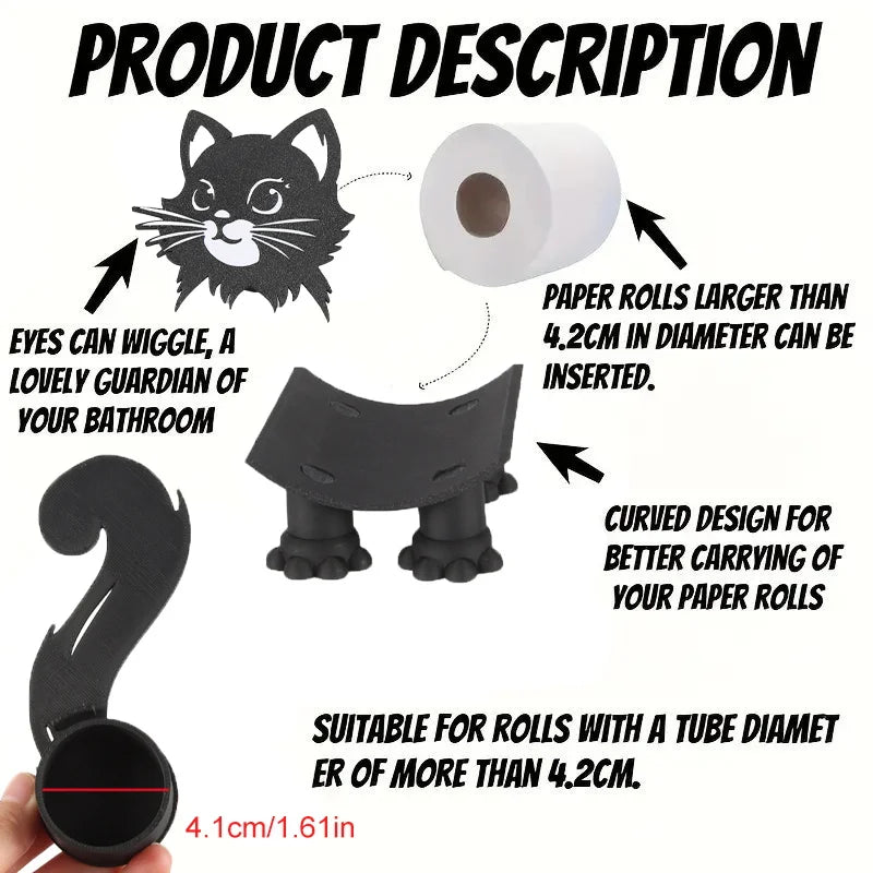 1/2Set Nette 3D Gedruckt Schwarze Katze Rollen Halter Katze Wc Badezimmer Rollen Papier Lagerung Rack Spaß schwarze Katze Badezimmer Dekor Set Zorenza