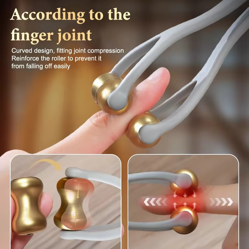 Finger-Massagegerät mit Messing-Rollen für Akupressur Zorenza