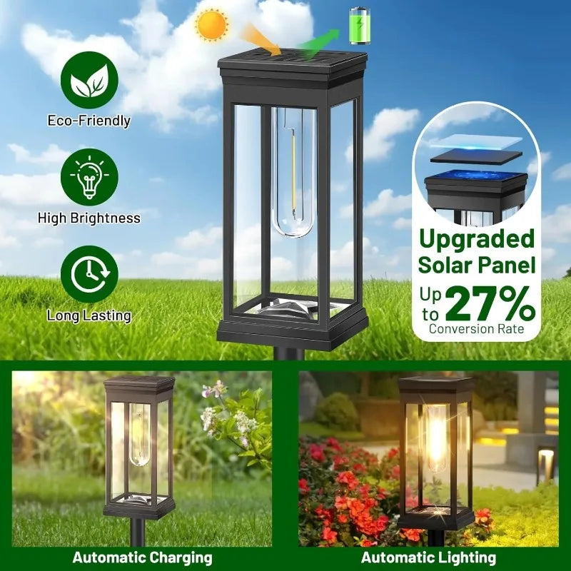 Solar-Wegeleuchte im Laternen-Design mit Glühfaden-Optik – 2er-Set Zorenza