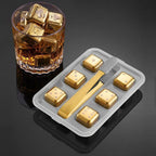Whisky-Kühlsteine Edelstahl Würfel Gold -    Zorenza