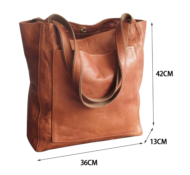 Leder-Shopper Vintage Stil für Laptop und Alltag -    Zorenza