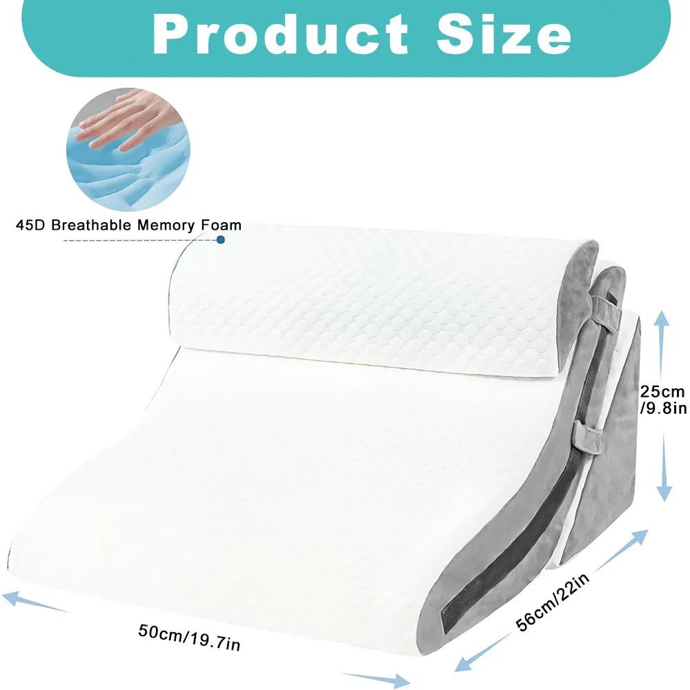 Keilkissen mit Memory-Foam und Nackenstütze – 3-in-1 -    Zorenza