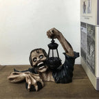 Zombie-Gartenfigur mit Laterne für Halloween-Deko -    Zorenza