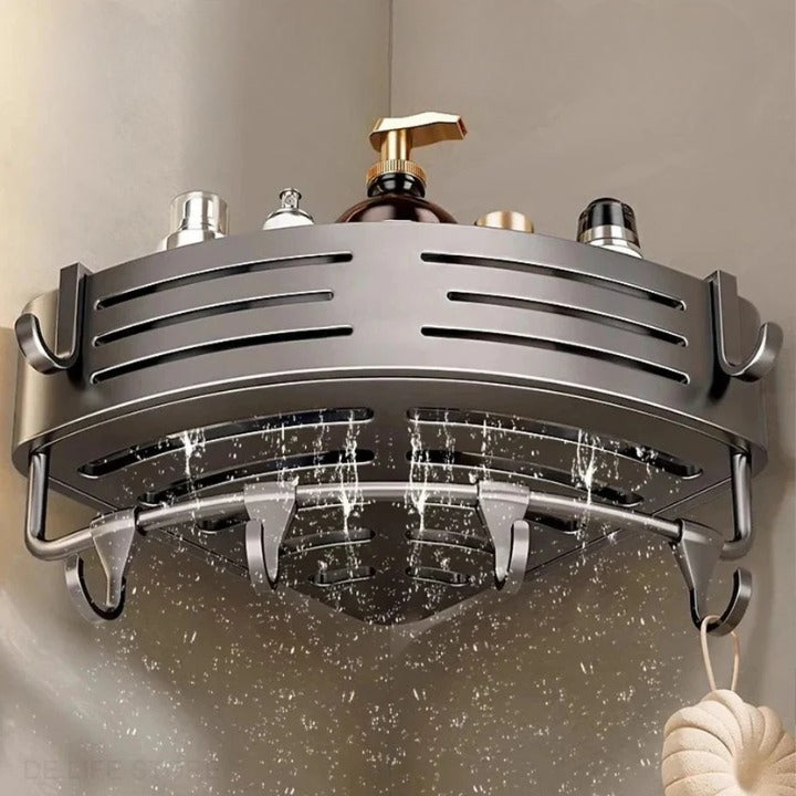Duscheckregal 2er-Set – Bohrlochfreie Wandmontage mit Haken -    Zorenza