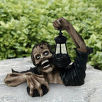 Zombie-Gartenfigur mit Laterne für Halloween-Deko -    Zorenza