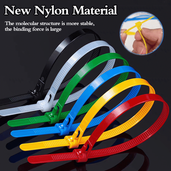 Selbstschließende Kabelbinder aus Nylon – Wiederverwendbar (100 Stück) Zorenza