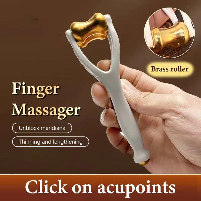 Finger-Massagegerät mit Messing-Rollen für Akupressur Zorenza