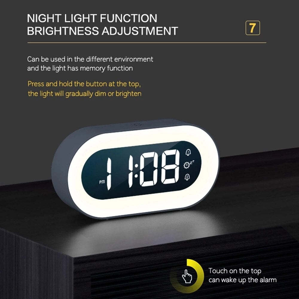 Digitalwecker LED mit Nachtlicht und sanften Wecktönen -    Zorenza