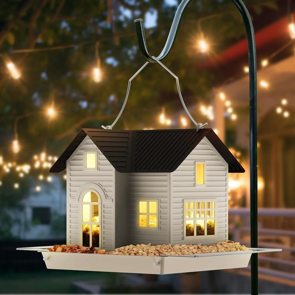 Solar-Vogelhäuschen mit LED-Fensterlicht – Cottage-Design Zorenza