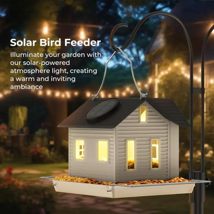 Solar-Vogelhäuschen mit LED-Fensterlicht – Cottage-Design Zorenza