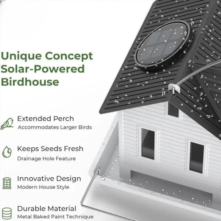 Solar-Vogelhäuschen mit LED-Fensterlicht – Cottage-Design Zorenza