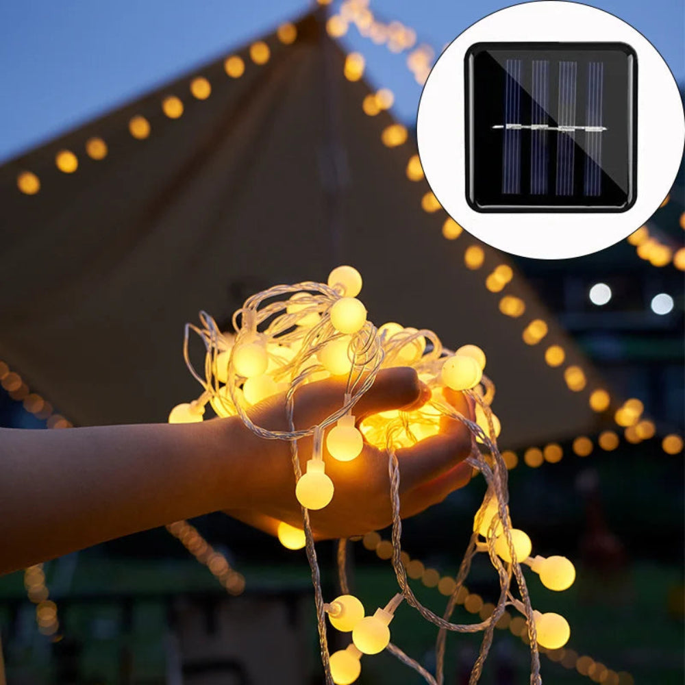Solar Lichterkette LED mit warmweißem Licht für Garten -    Zorenza
