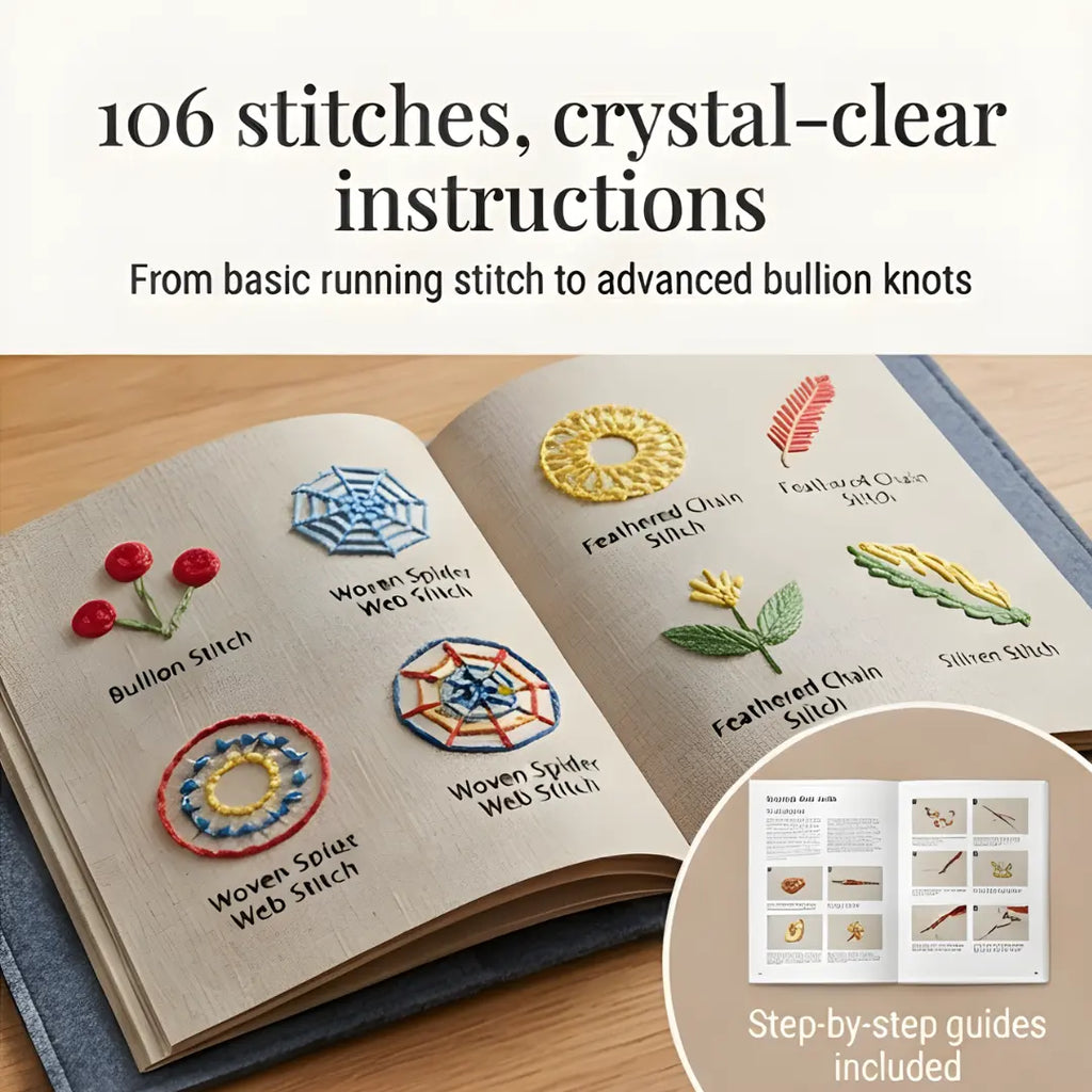Stickbuch-Set – 106 Stiche Schritt für Schritt erlernen Zorenza