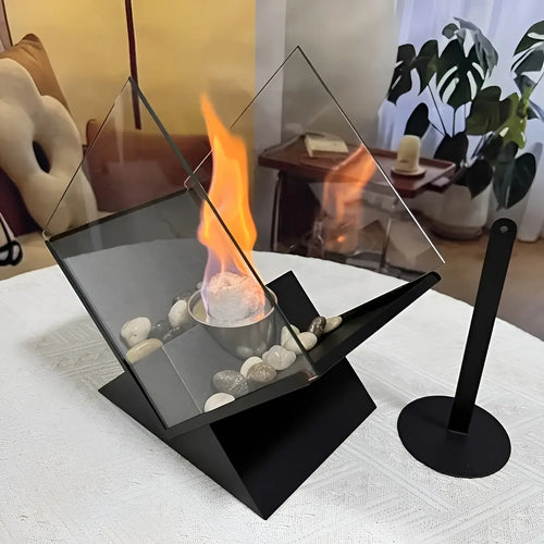 Tischkamin mit Steindeko und Bio-Ethanol-Flamme Zorenza