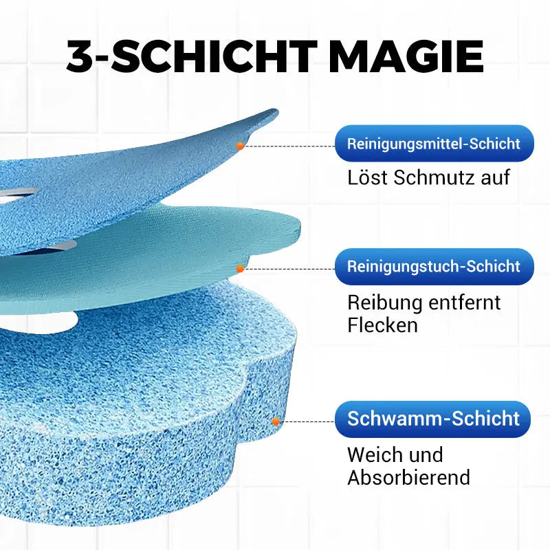 Toilettenbürste mit Reinigungsmittel und Wechselköpfen (18 Schwammköpfe) Zorenza