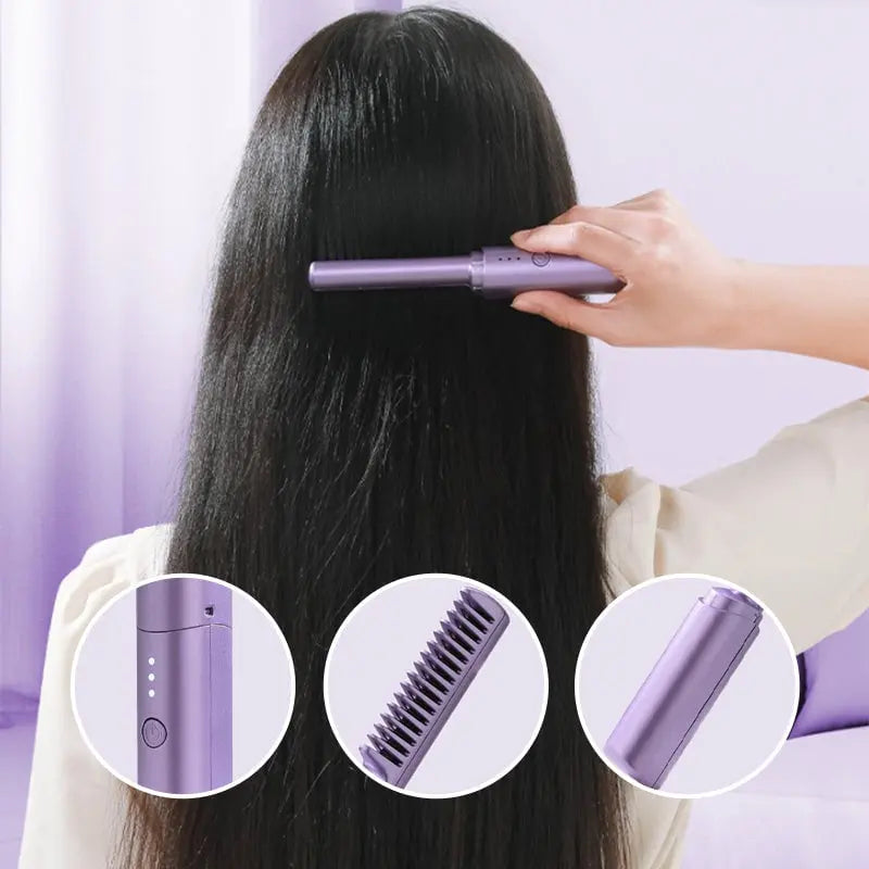Tragbare Haarglättbürste – Kamm & Glätteisen in einem für schnelles Styling unterwegs Zorenza