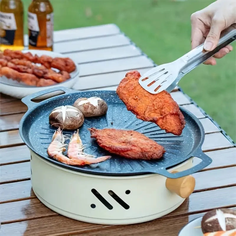 Tragbarer Tisch-Holzkohlegrill mit Holzgriffen – 28 cm Zorenza