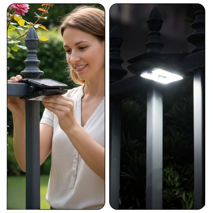 Solar-Klemmleuchte mit Bewegungssensor und USB-C Ladung -    Zorenza