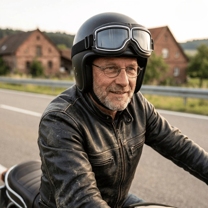 Motorradbrille Vintage-Design mit verstellbarem Gummiband -    Zorenza