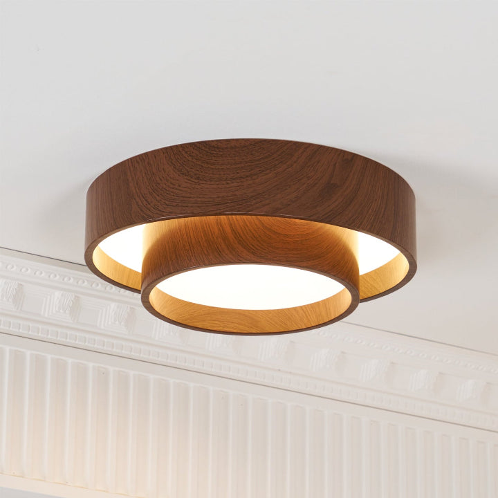 Holz-Deckenleuchte mit integrierter LED – Warmer Walnusston -    Zorenza