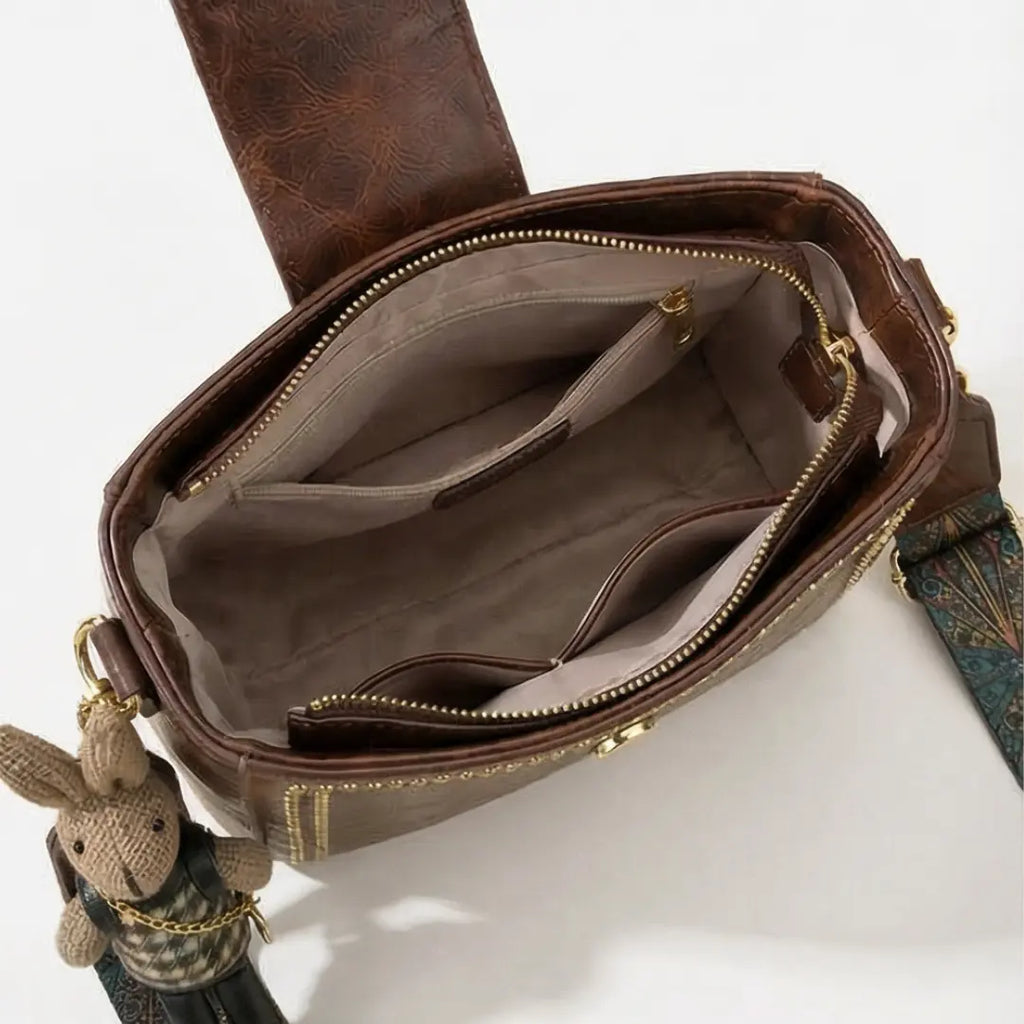 Vintage Crossbody-Beuteltasche mit gewebtem Kunsthandwerk-Träger Zorenza
