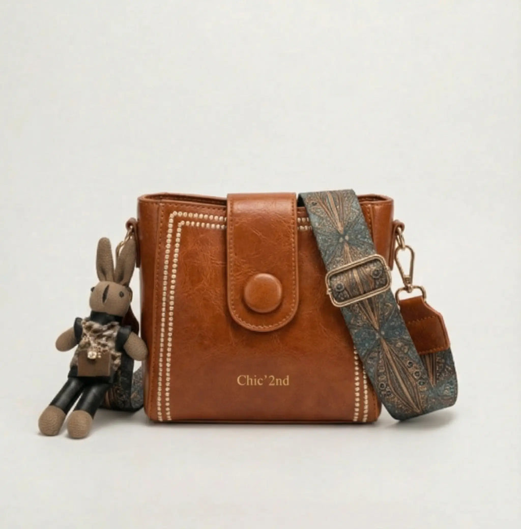 Vintage Crossbody-Beuteltasche mit gewebtem Kunsthandwerk-Träger Zorenza