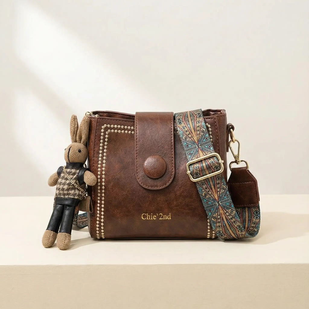 Vintage Crossbody-Beuteltasche mit gewebtem Kunsthandwerk-Träger Zorenza