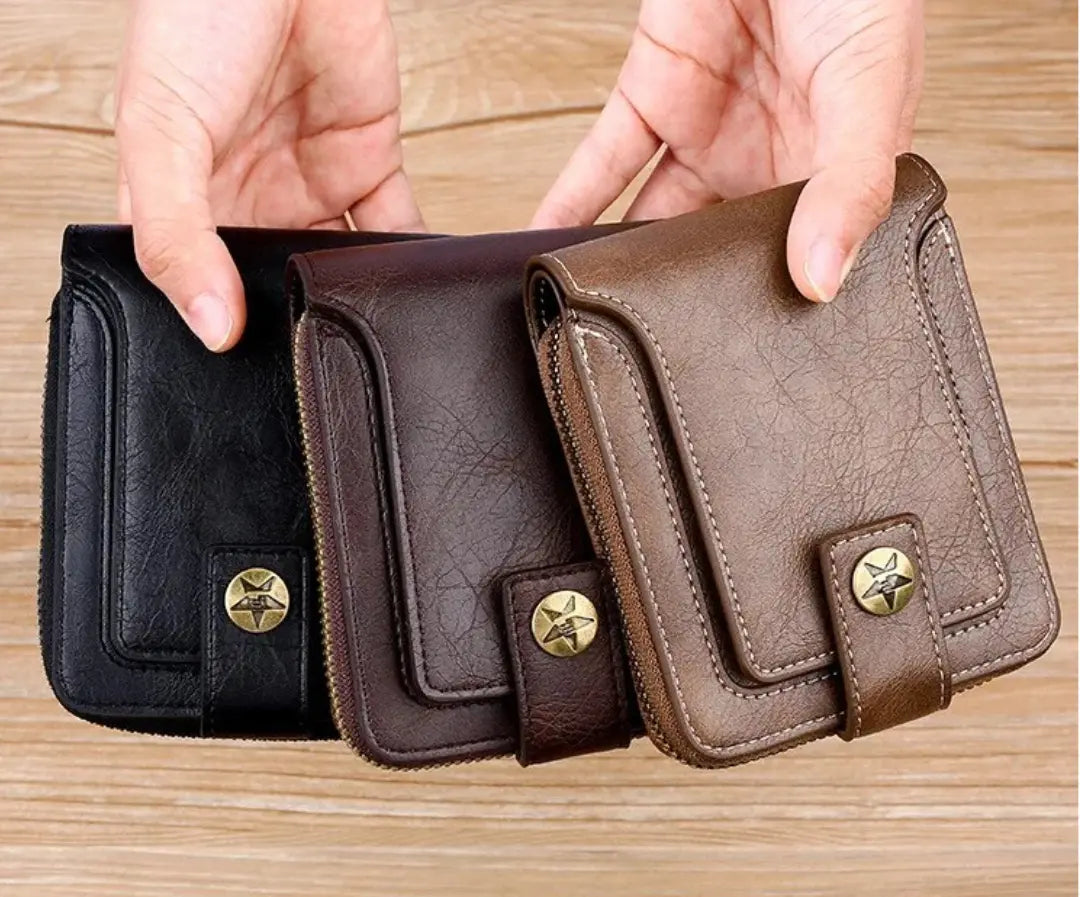 Vintage-Geldbörse mit Rundum-Reißverschluss, Kartenfächern & Münzfach Zorenza