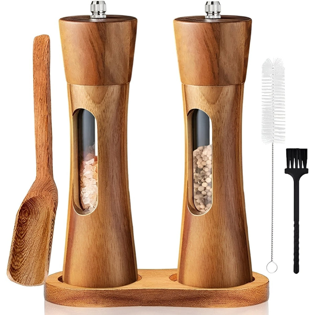 Holz-Gewürzmühle mit Sichtfenster – Präzises Mahlen -    Zorenza