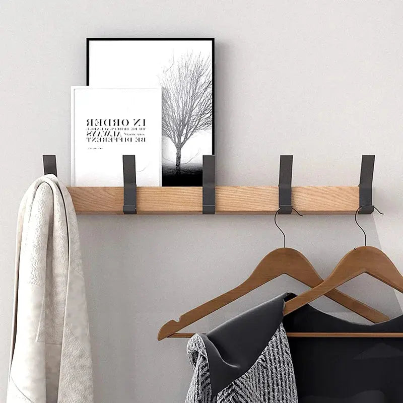 Wandgarderobe mit 5 Doppelhaken – Holz & Aluminium Zorenza