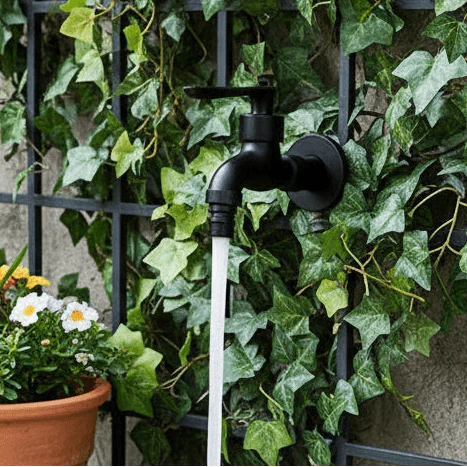 Wandwasserhahn Messing schwarz matt – für Garten und Balkon Zorenza