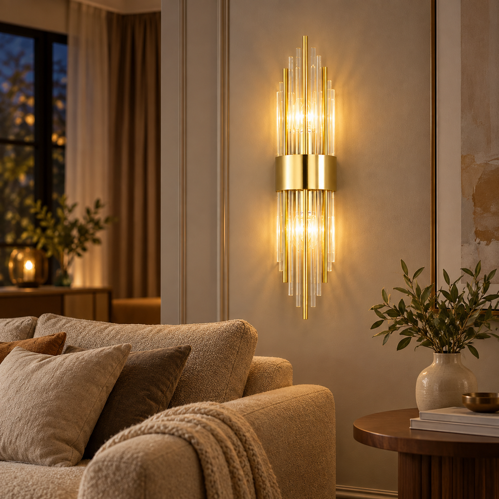 Kristall Wandlampe Edelstahl mit LED-Beleuchtung -    Zorenza