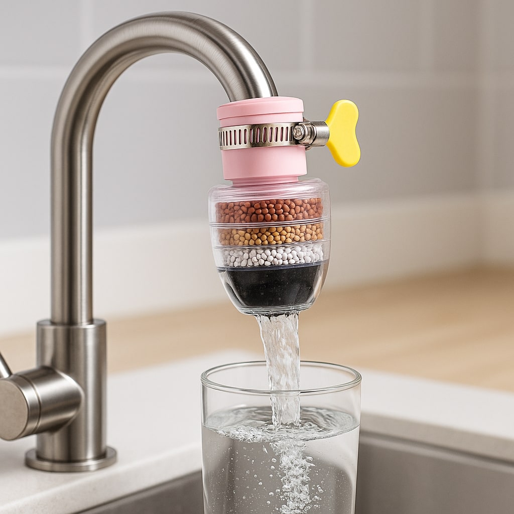 Wasserfilter Wasserhahn 5-Schicht Aktivkohle Chlor- und Kalkfilter -    Zorenza