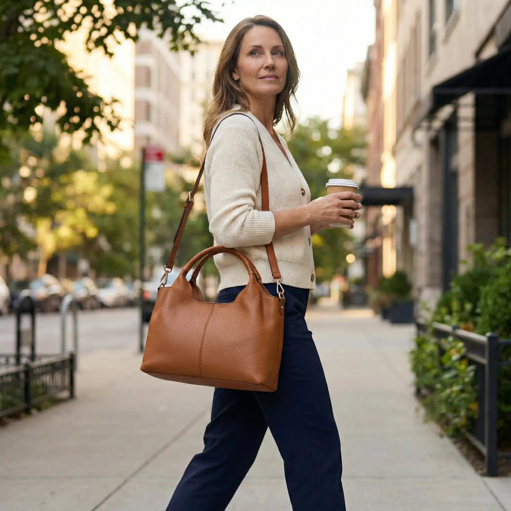 Weiche Leder-Hobo-Tasche mit mehreren Fächern Zorenza