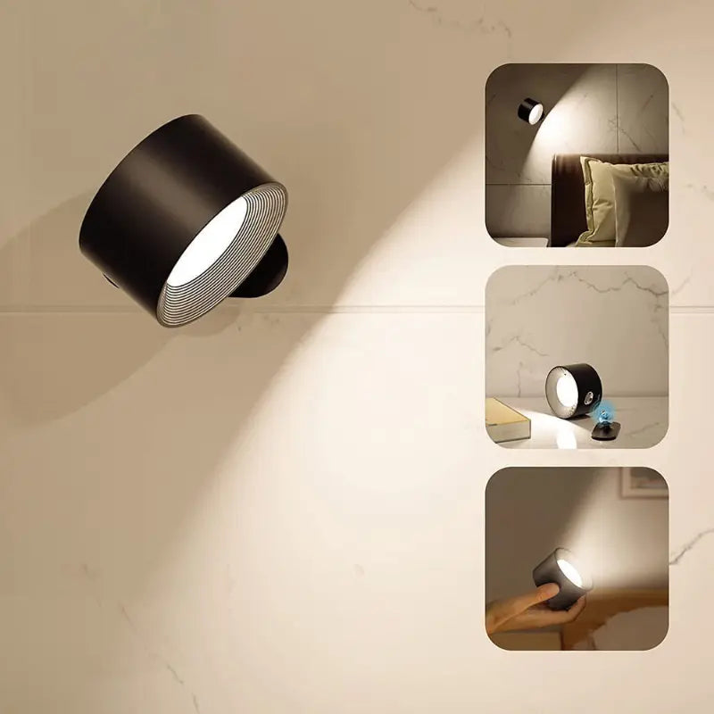 Wiederaufladbare LED-Wandleuchte mit 360°-Schwenkkopf – Touch-Bedienung, Keine Verkabelung Zorenza