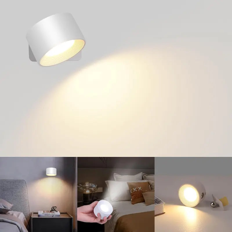 Wiederaufladbare LED-Wandleuchte mit 360°-Schwenkkopf – Touch-Bedienung, Keine Verkabelung Zorenza