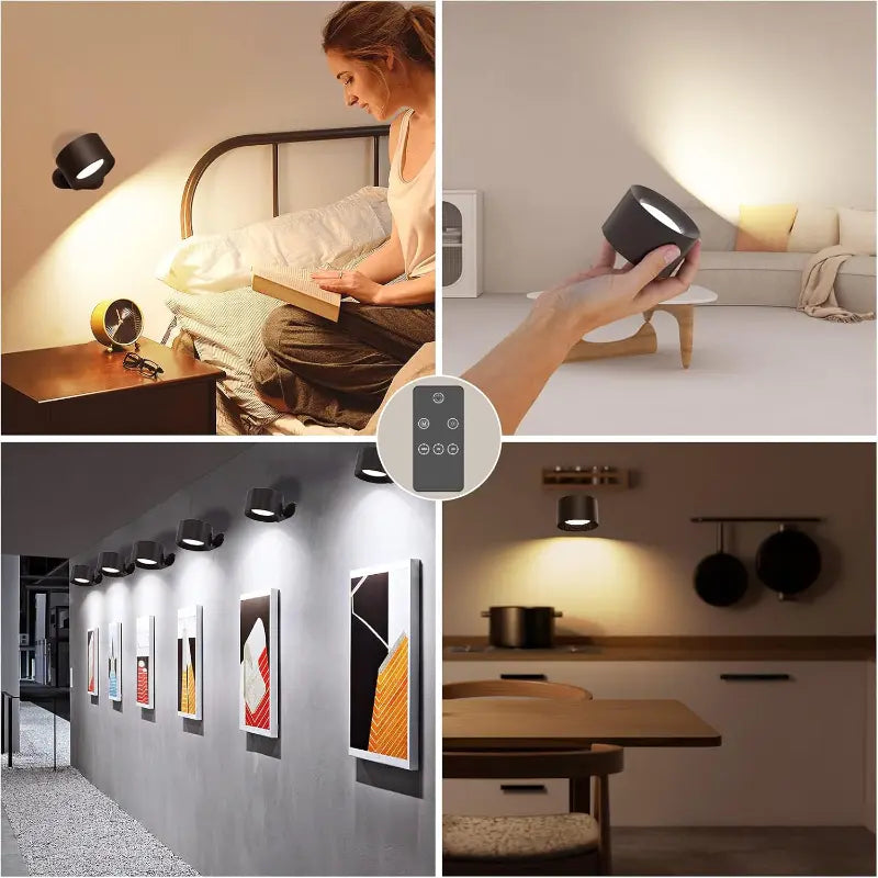 Wiederaufladbare LED-Wandleuchte mit 360°-Schwenkkopf – Touch-Bedienung, Keine Verkabelung Zorenza