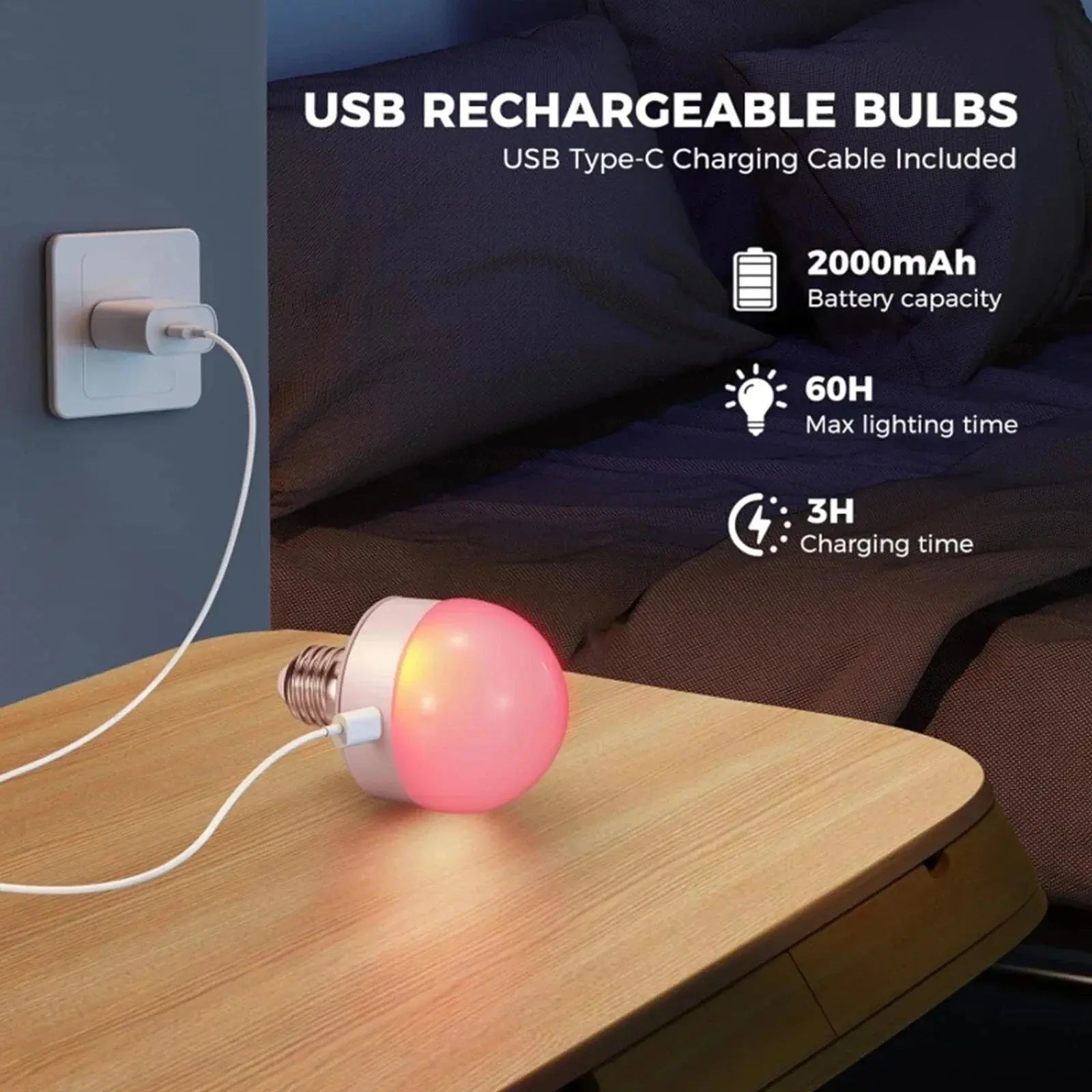 Wiederaufladbare RGB-LED-Lampe E27 mit Fernbedienung – Keine Verkabelung nötig Zorenza