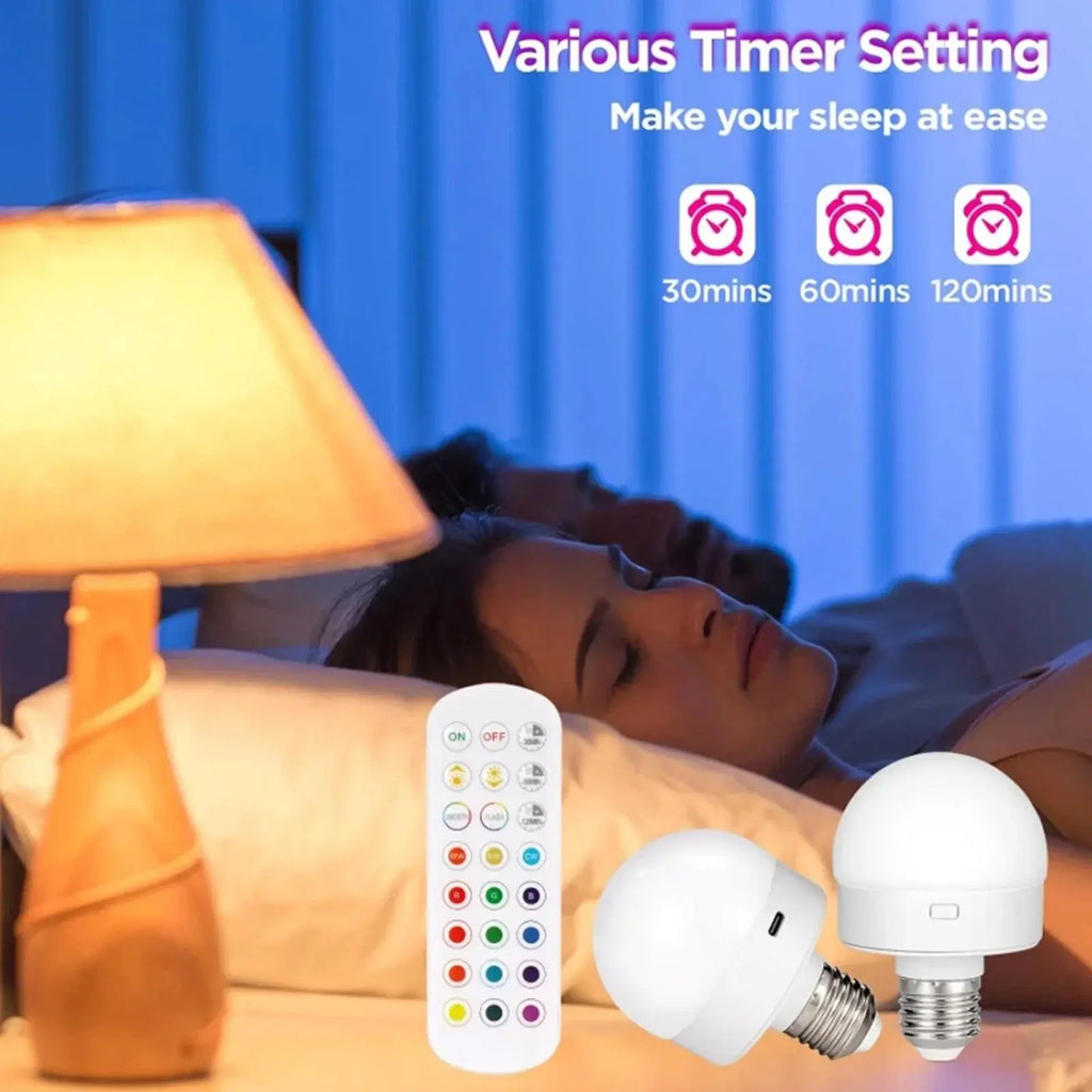 Wiederaufladbare RGB-LED-Lampe E27 mit Fernbedienung – Keine Verkabelung nötig Zorenza