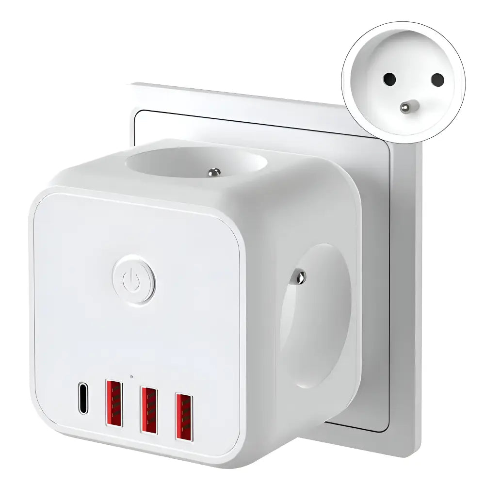 Würfel-Steckdosenleiste mit USB & Type-C – 7-in-1 Ladestation Zorenza