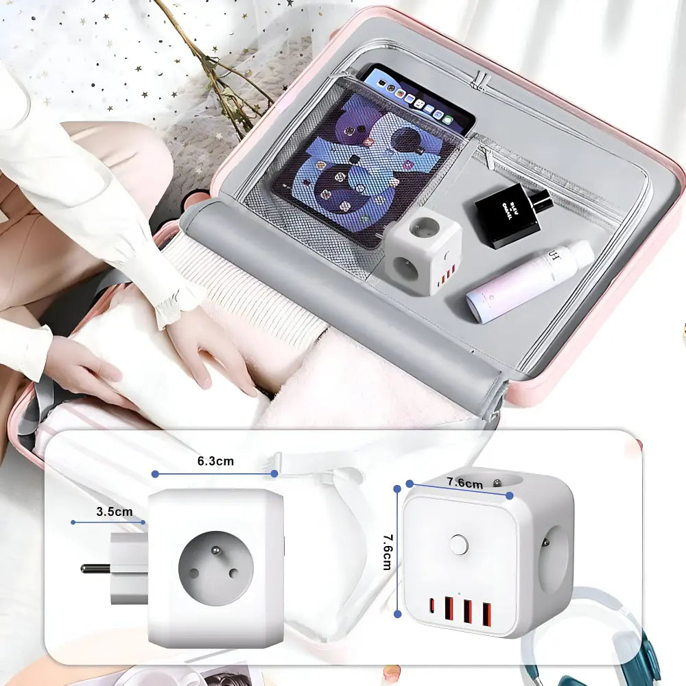 Würfel-Steckdosenleiste mit USB & Type-C – 7-in-1 Ladestation Zorenza