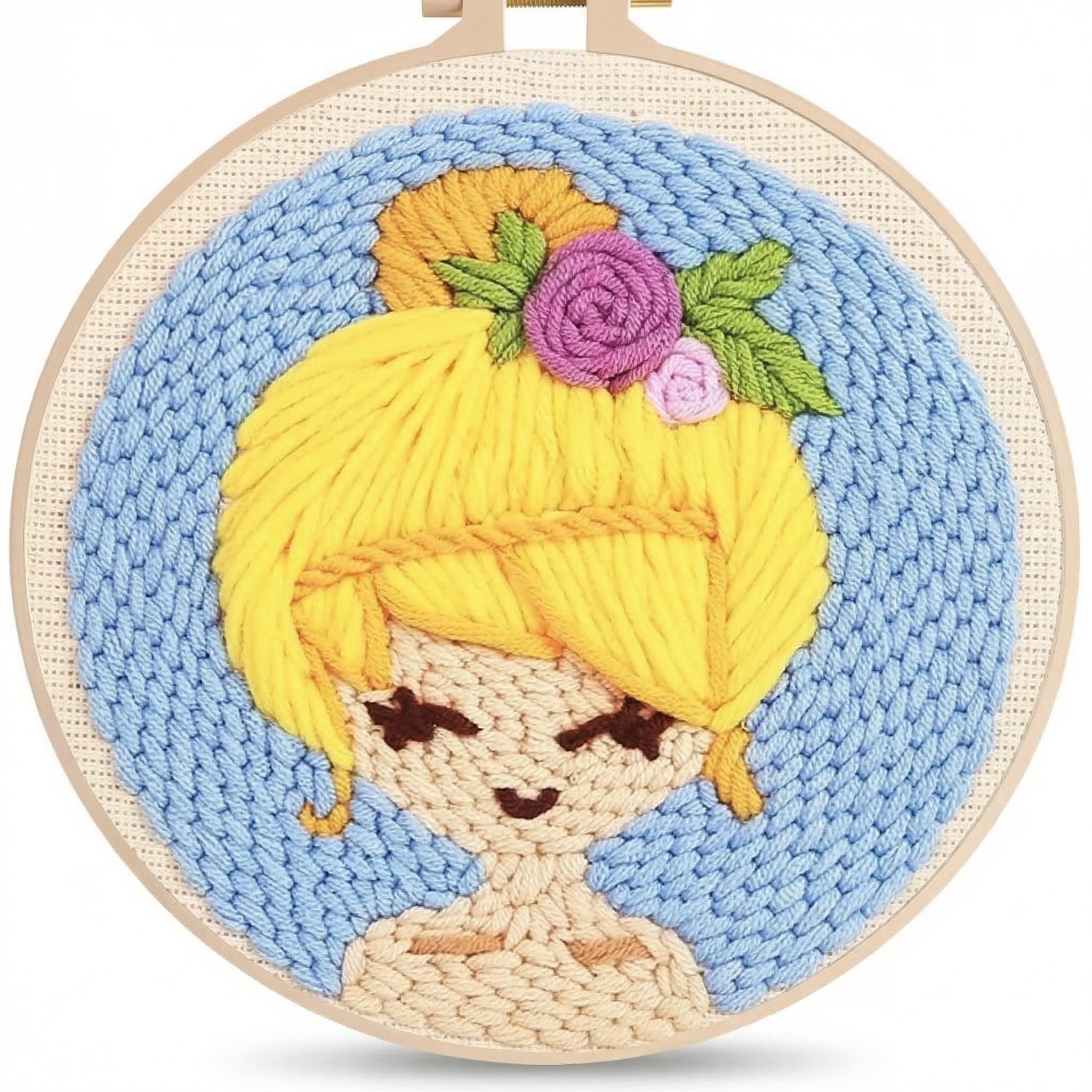Punch Needle Set mit bunter Wolle und Stickrahmen -    Zorenza