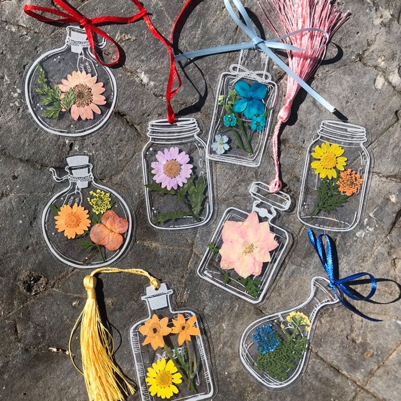 Trockenblumen-Lesezeichen-Set – 30 Stück mit Quaste Zorenza