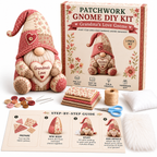 Patchwork-Wichtel Nähset – DIY Gnom zum Selbernähen, komplett mit Füllwatte & Plüschbart -    Zorenza
