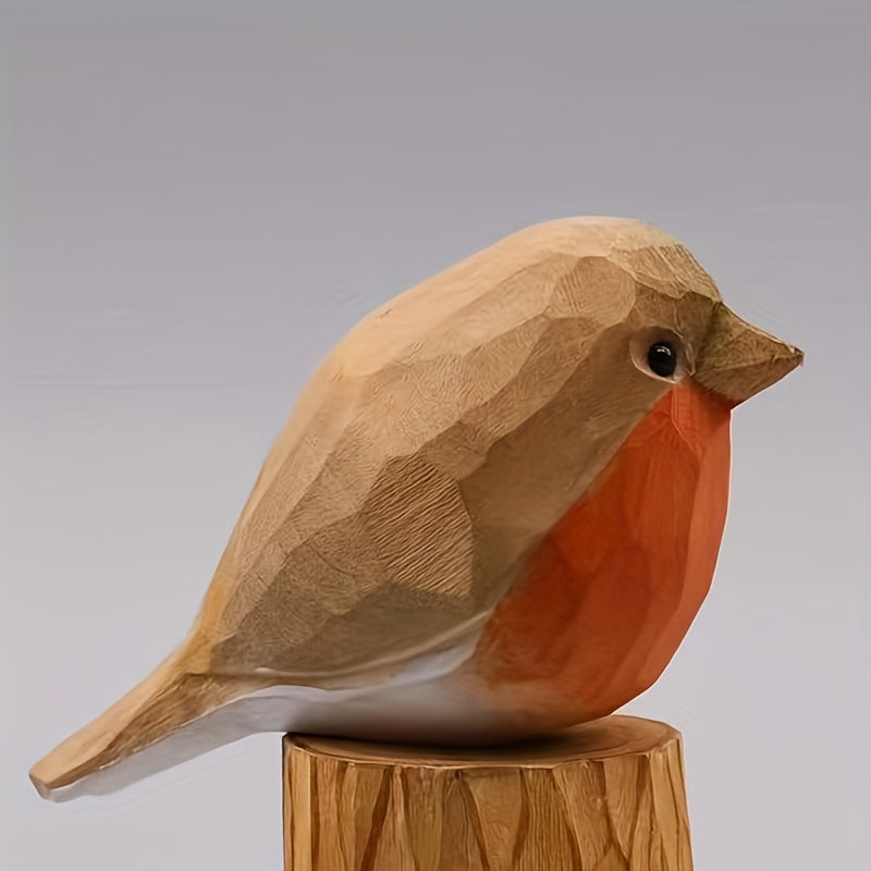 Handgeschnitzte Rotkehlchen-Figur aus Holz -    Zorenza