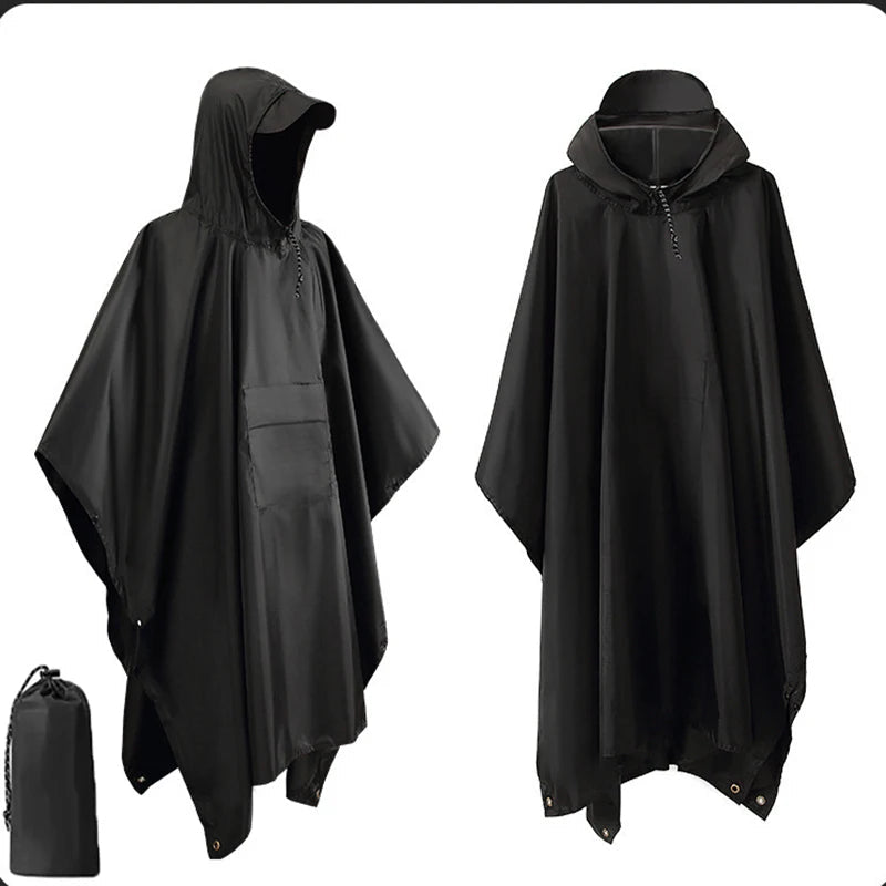 3-in-1 Outdoor Regenponcho wasserdicht mit Kapuze 220x140 cm Zorenza