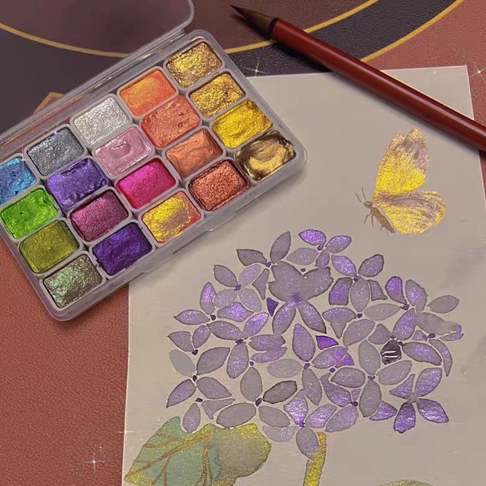Perlglanz-Pigment-Set mit 10 Farben & Mischpalette Zorenza