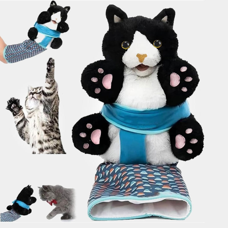 Katzenhandschuh mit Plüschpuppe – Spielen ohne Kratzer Zorenza