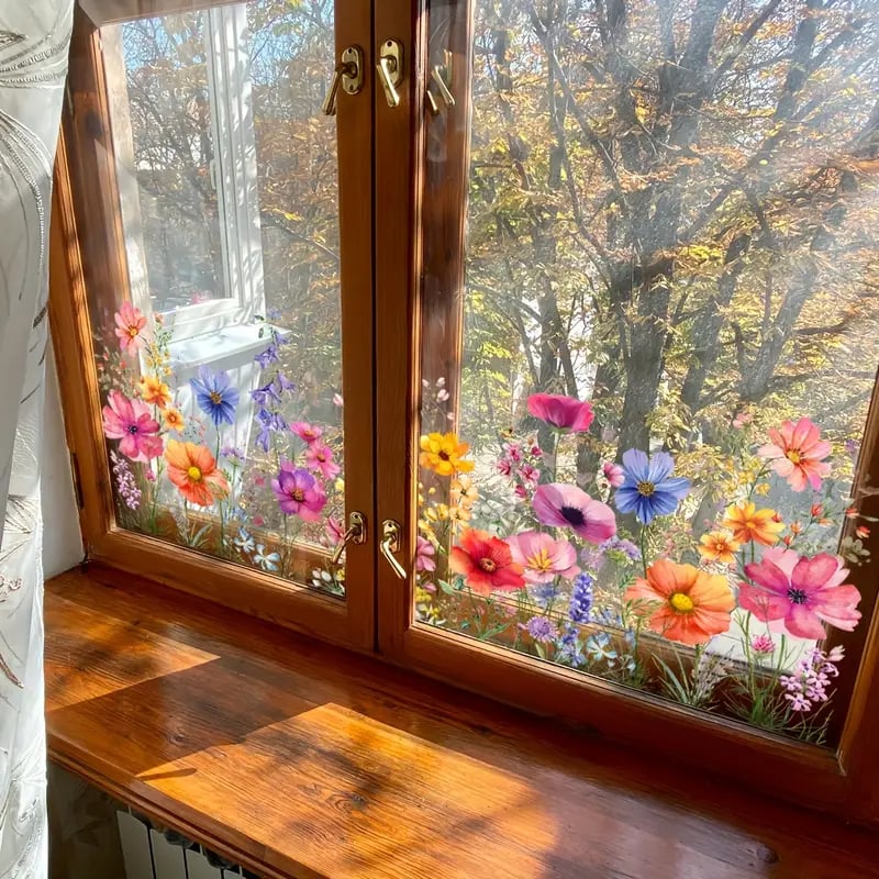 Fensteraufkleber mit Blumen- und Schmetterlingmotiven Zorenza